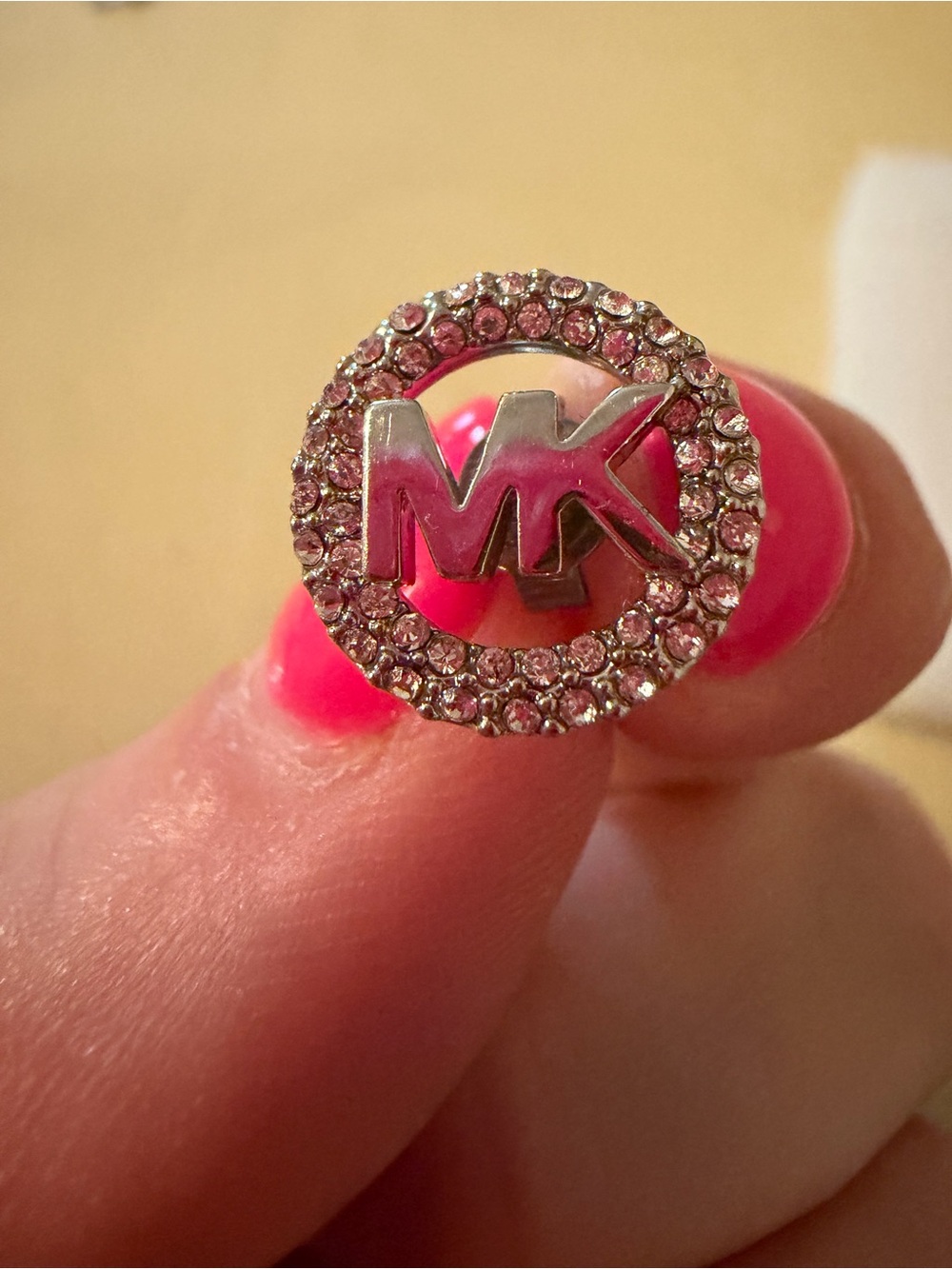 NWOB‼️Michael Kors Silver MK Logo Crystal Stud Earrings - Picture 2 of 3
